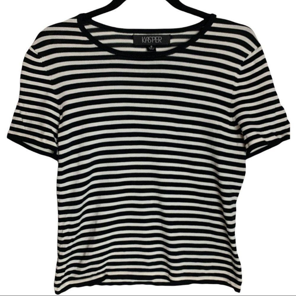 Kasper Beetlejuice Women’s Black & White  Striped Shirt Size 6 Halloween Jail